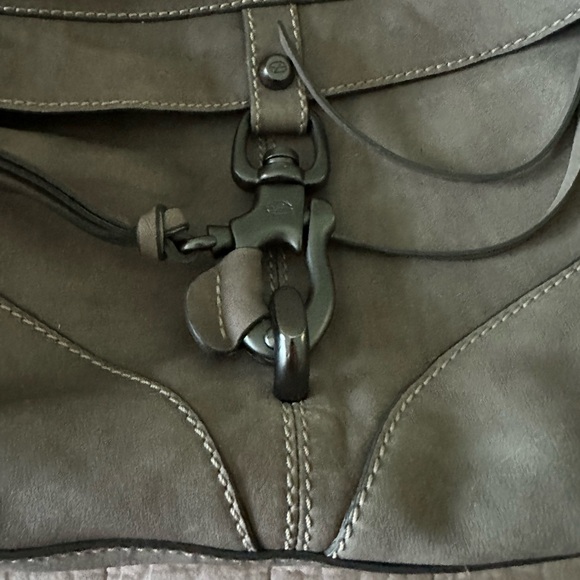 Designer Gray Structured Shoulder Bag with Metal Accents from Bloomingdale’s - Picture 4 of 16